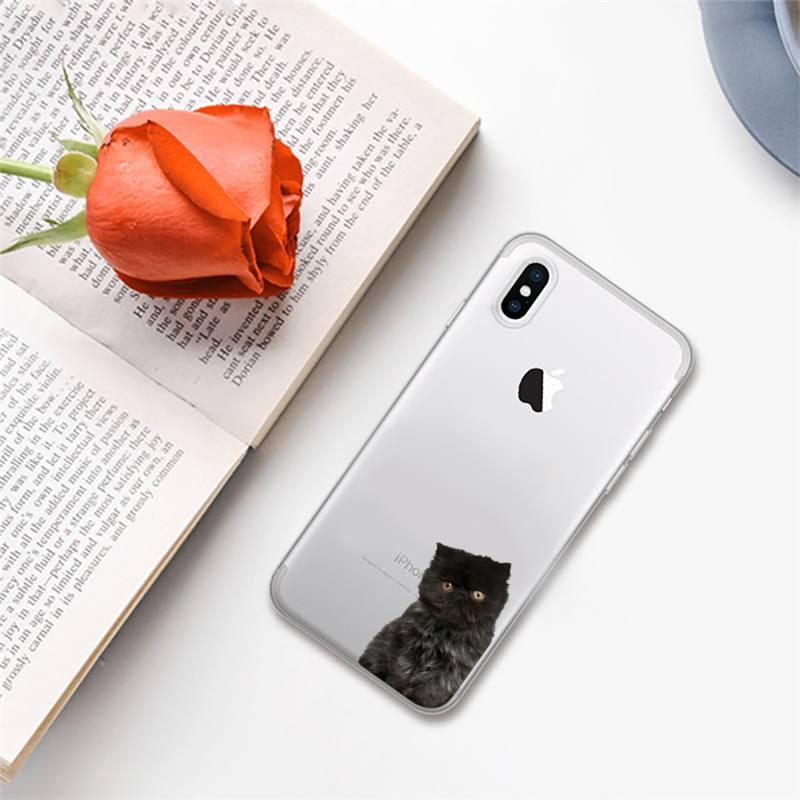 Cute black cat Phone Case for iphone 13 11 12 pro XS MAX 8 7 6 6S Plus X 5S SE 2020 XR case Cute Cat Slim Fit Glossy Stylish Cover Soft Shockproof Phone Case