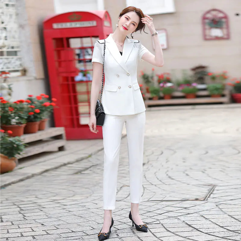 Elegant Green Women's Business Suit with Pants & Jacket