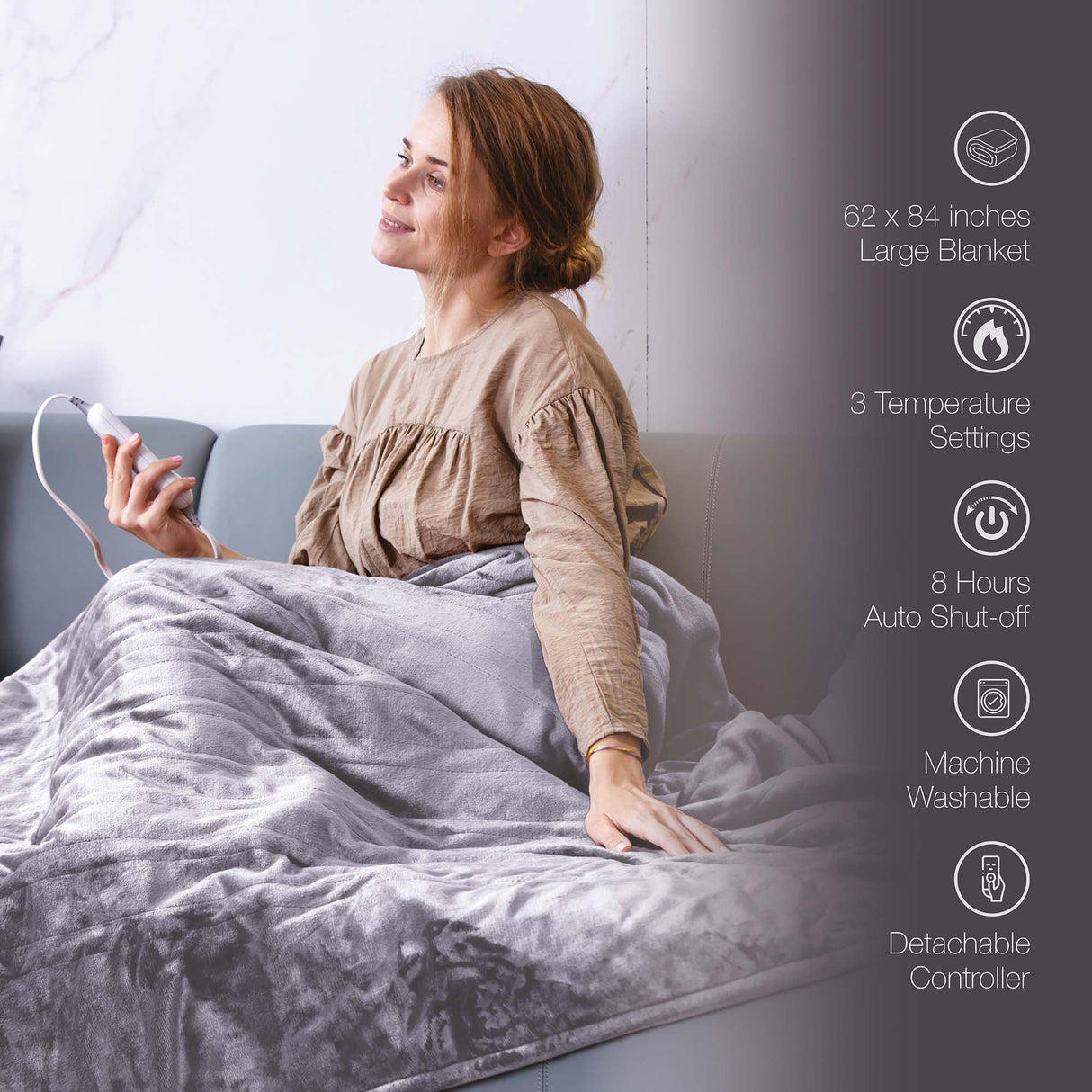 Pursonic Total Warmth & Comfort Bundle – Includes Electric Soft Microplush Heated Blanket Throw, Pursonic Electric Heating Pad & Portable Neck & Shoulder Massaging Wrap by Pursonic