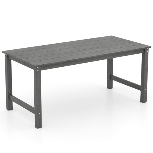 HDPE Outdoor Dining Table for 6 Person with Wood-Like Tabletop and Umbrella Hole-Gray