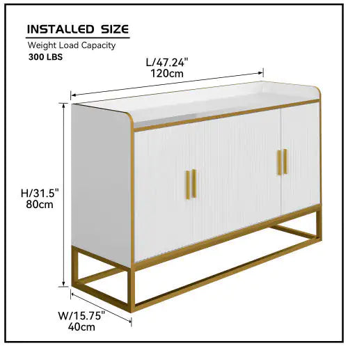Modern Kitchen Buffet Storage Cabinet Cabinet White Gloss With Metal Legs For Living Room Kitchen