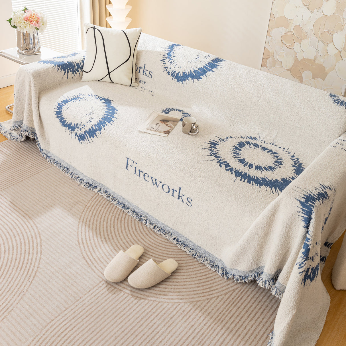 Fireworks Reversible Couch Cover Blankets Furniture Covers Washable Sectional Couch Covers