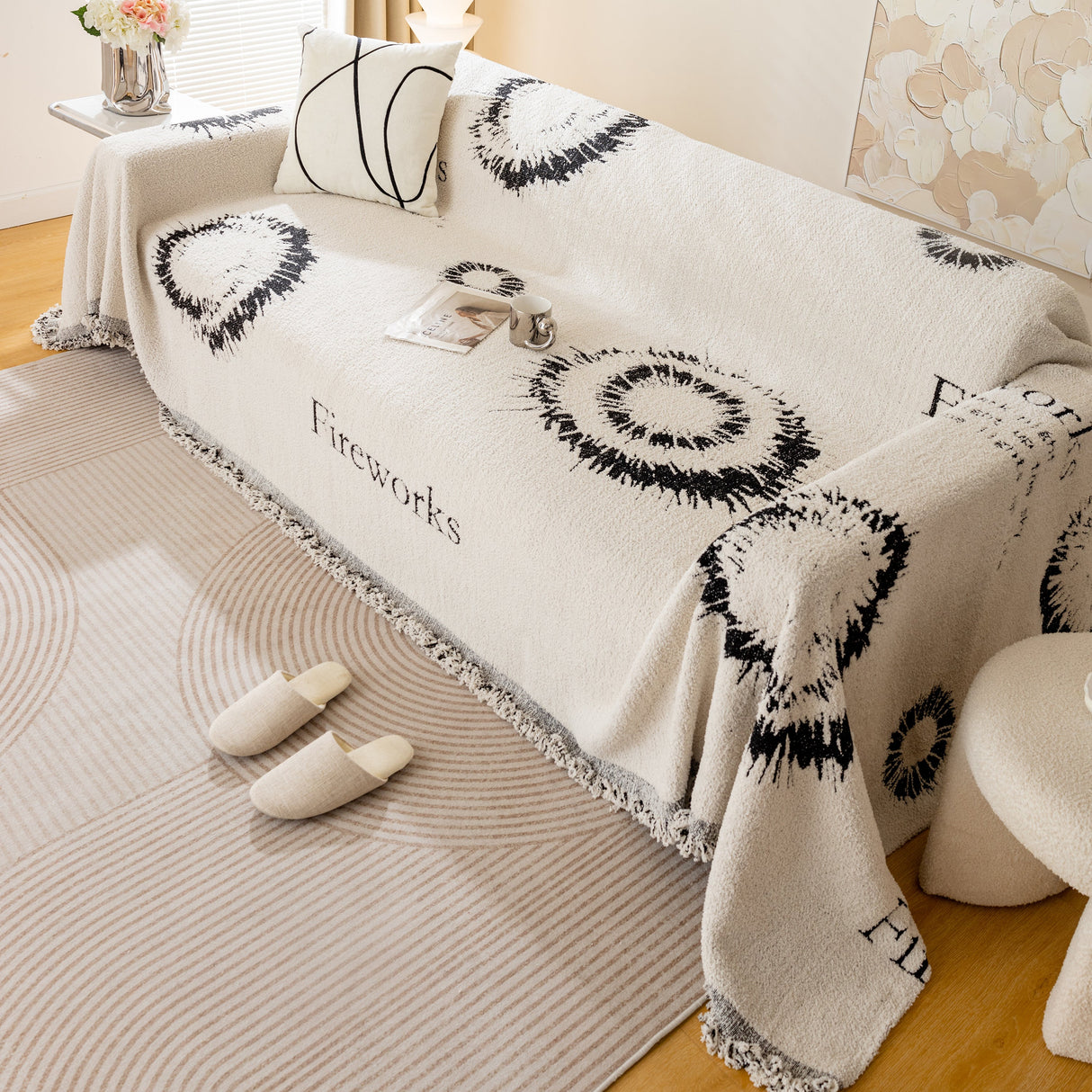 Fireworks Reversible Couch Cover Blankets Furniture Covers Washable Sectional Couch Covers