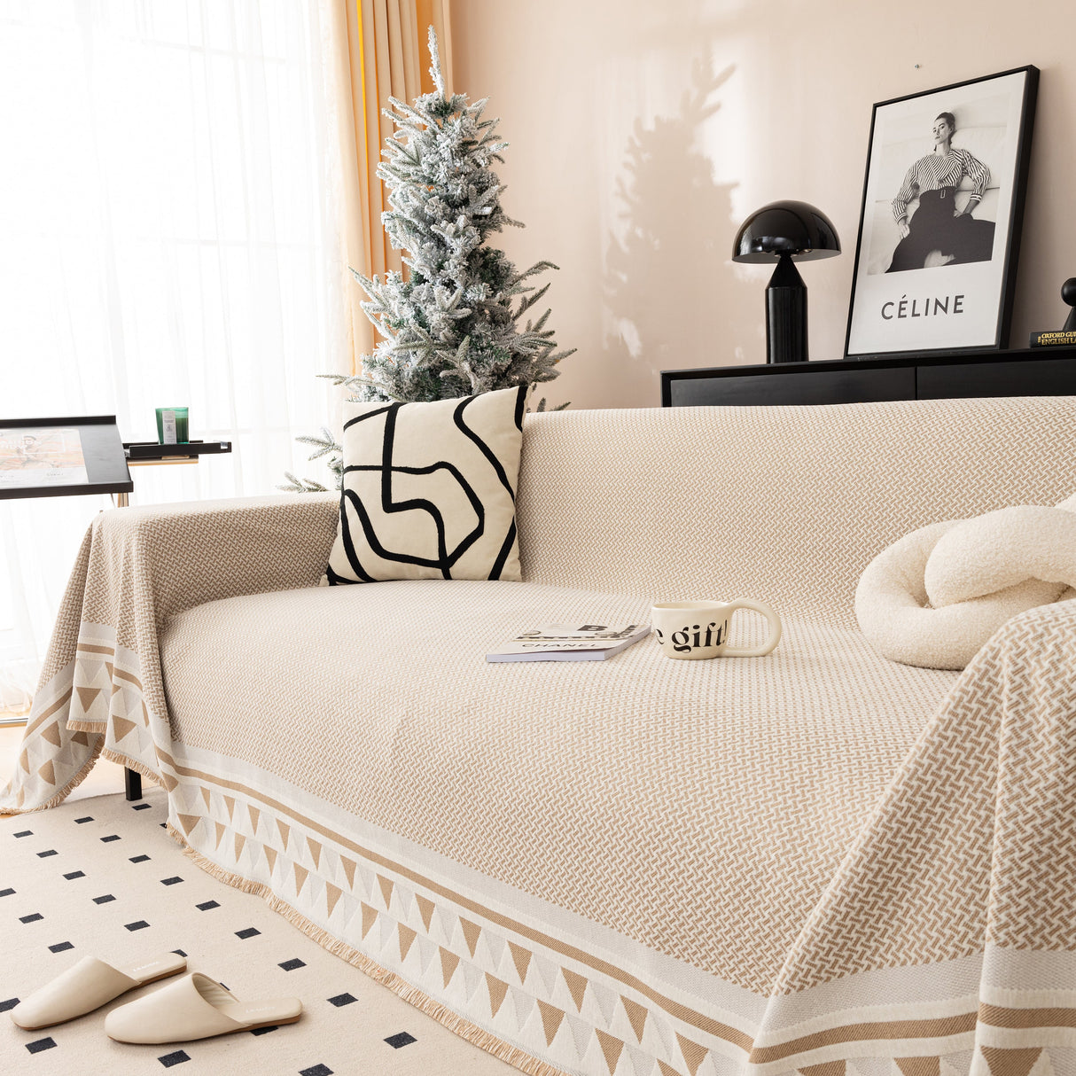 Chenille Jacquard Sofa Throw Blanket Cover Soft Polyester Weave Couch Throw Cover for Pets Dog Kids