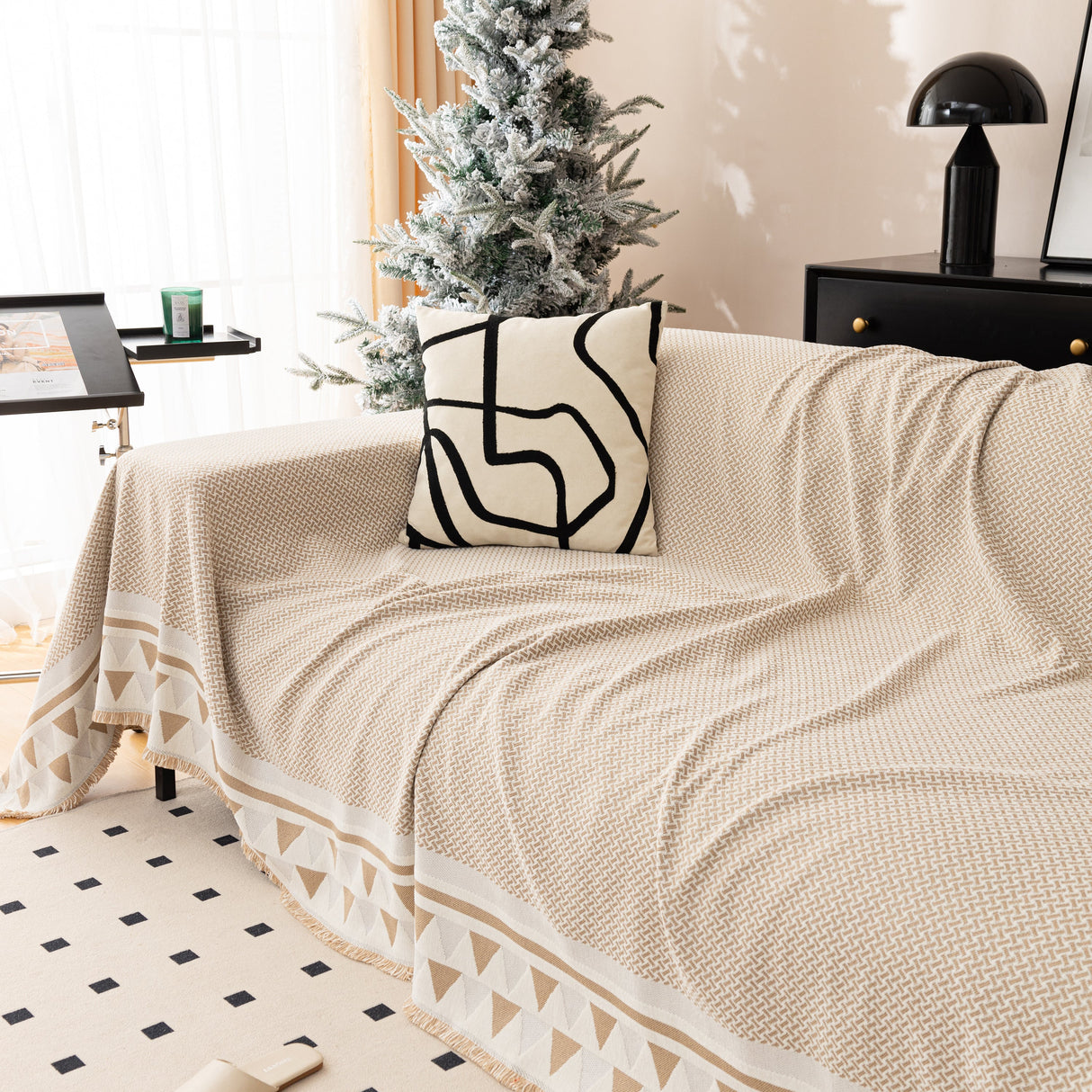 Chenille Jacquard Sofa Throw Blanket Cover Soft Polyester Weave Couch Throw Cover for Pets Dog Kids