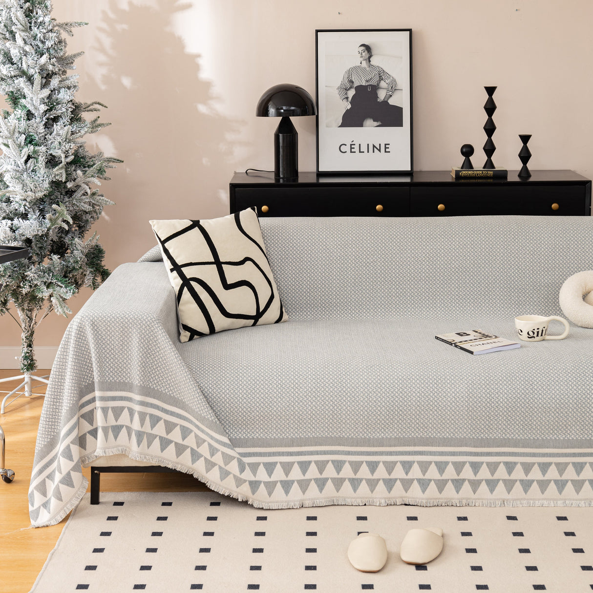 Chenille Jacquard Sofa Throw Blanket Cover Soft Polyester Weave Couch Throw Cover for Pets Dog Kids