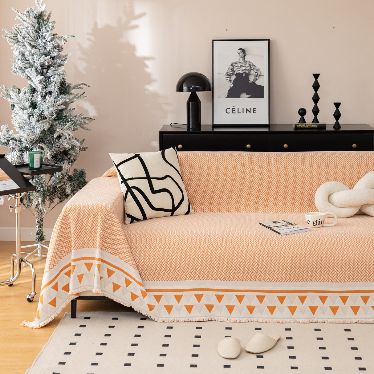 Chenille Jacquard Sofa Throw Blanket Cover Soft Polyester Weave Couch Throw Cover for Pets Dog Kids