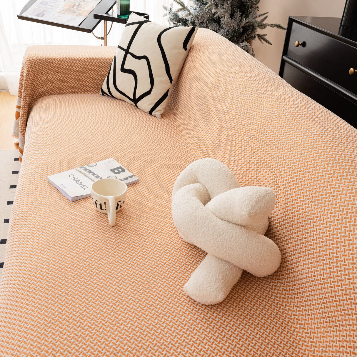 Chenille Jacquard Sofa Throw Blanket Cover Soft Polyester Weave Couch Throw Cover for Pets Dog Kids