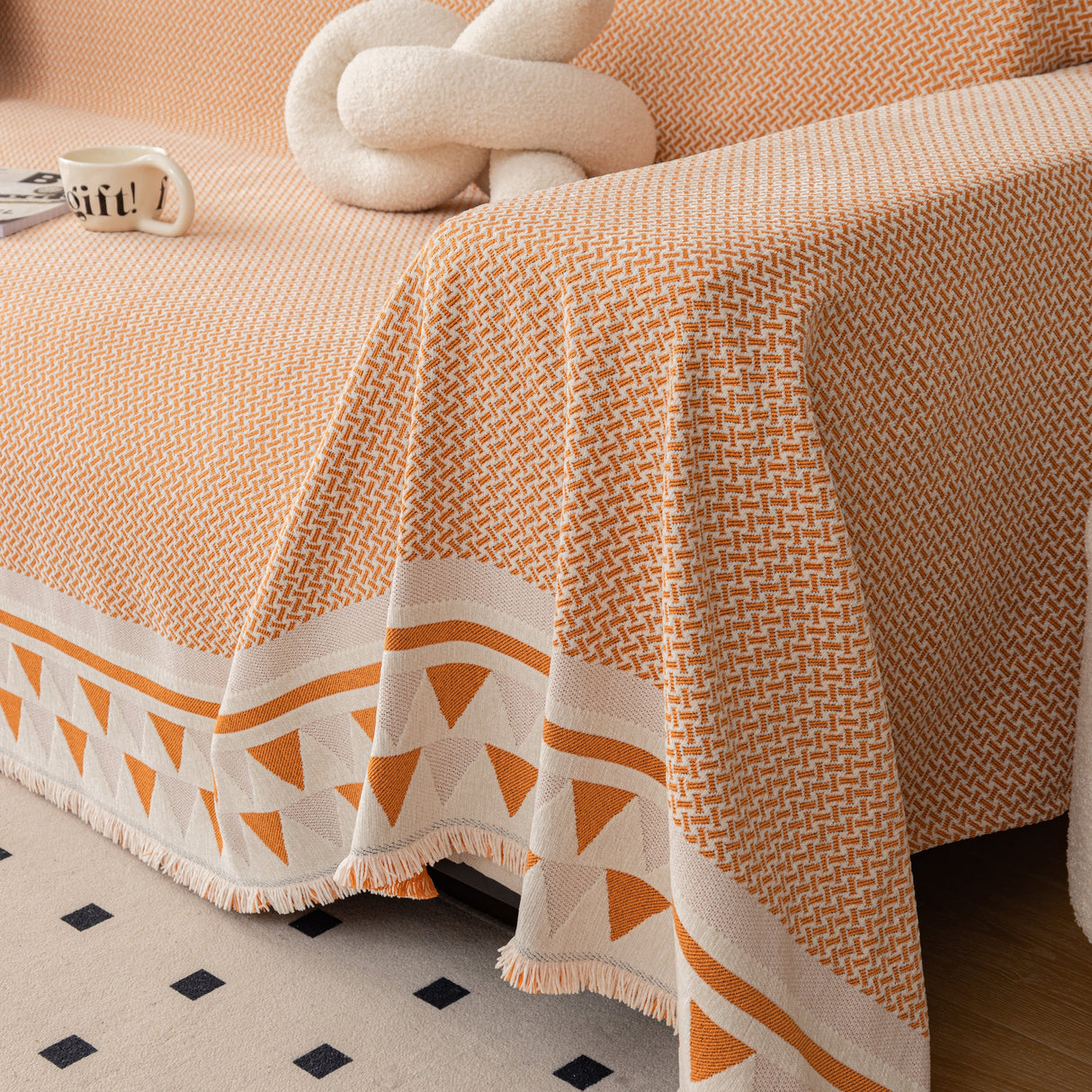 Chenille Jacquard Sofa Throw Blanket Cover Soft Polyester Weave Couch Throw Cover for Pets Dog Kids