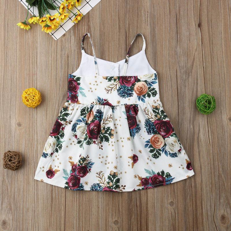 Toddler Baby Girls Flower Dress with Sleeveless V Neck dress for Party Holiday Beach Day For Girls