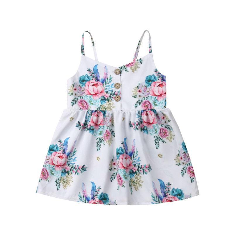 Toddler Baby Girls Flower Dress with Sleeveless V Neck dress for Party Holiday Beach Day For Girls
