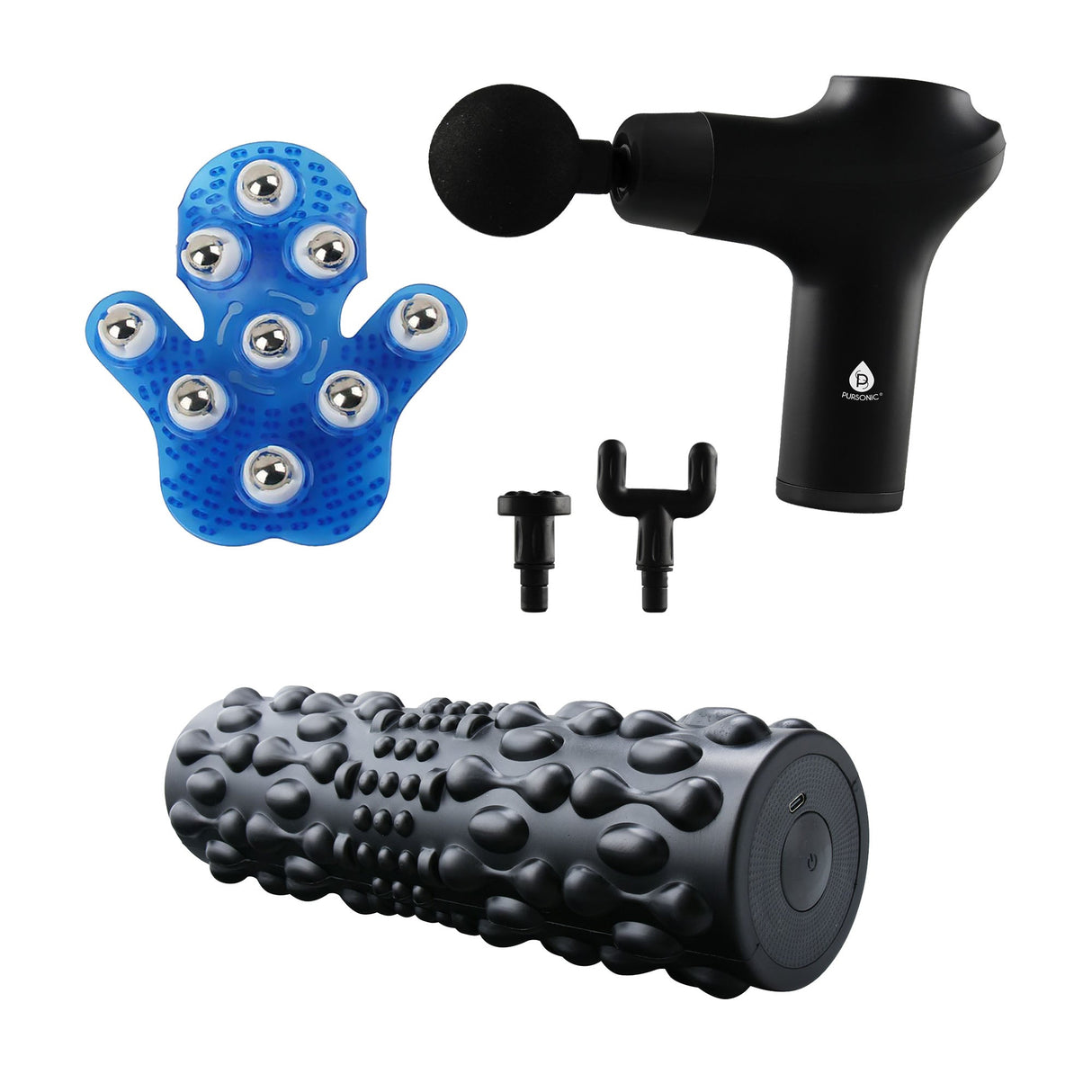 Pursonic Deep Relief Wellness Bundle – Shiatsu Heating Neck & Back Massager + 3-Speed Massage Gun by Pursonic