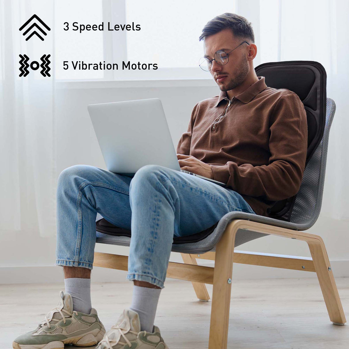 Pursonic Heat & Vibration Comfort Bundle – Chair Cushion Massager with Shiatsu Nodes + USB Rechargeable Stomach & Back Massager by Pursonic