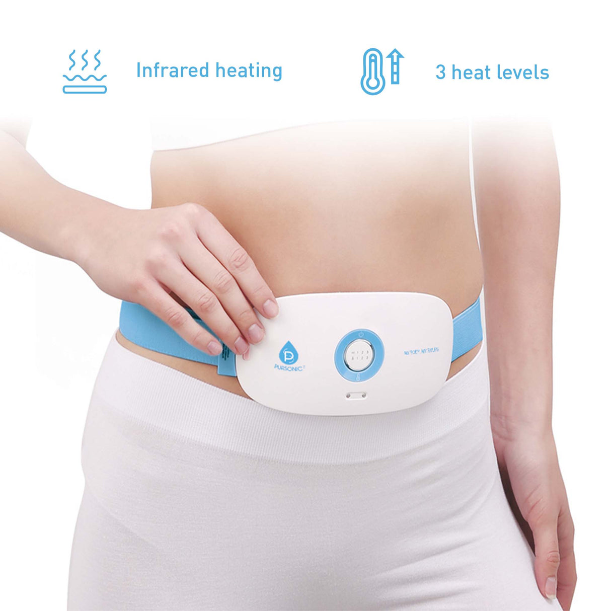 Pursonic Heat & Vibration Comfort Bundle – Chair Cushion Massager with Shiatsu Nodes + USB Rechargeable Stomach & Back Massager by Pursonic