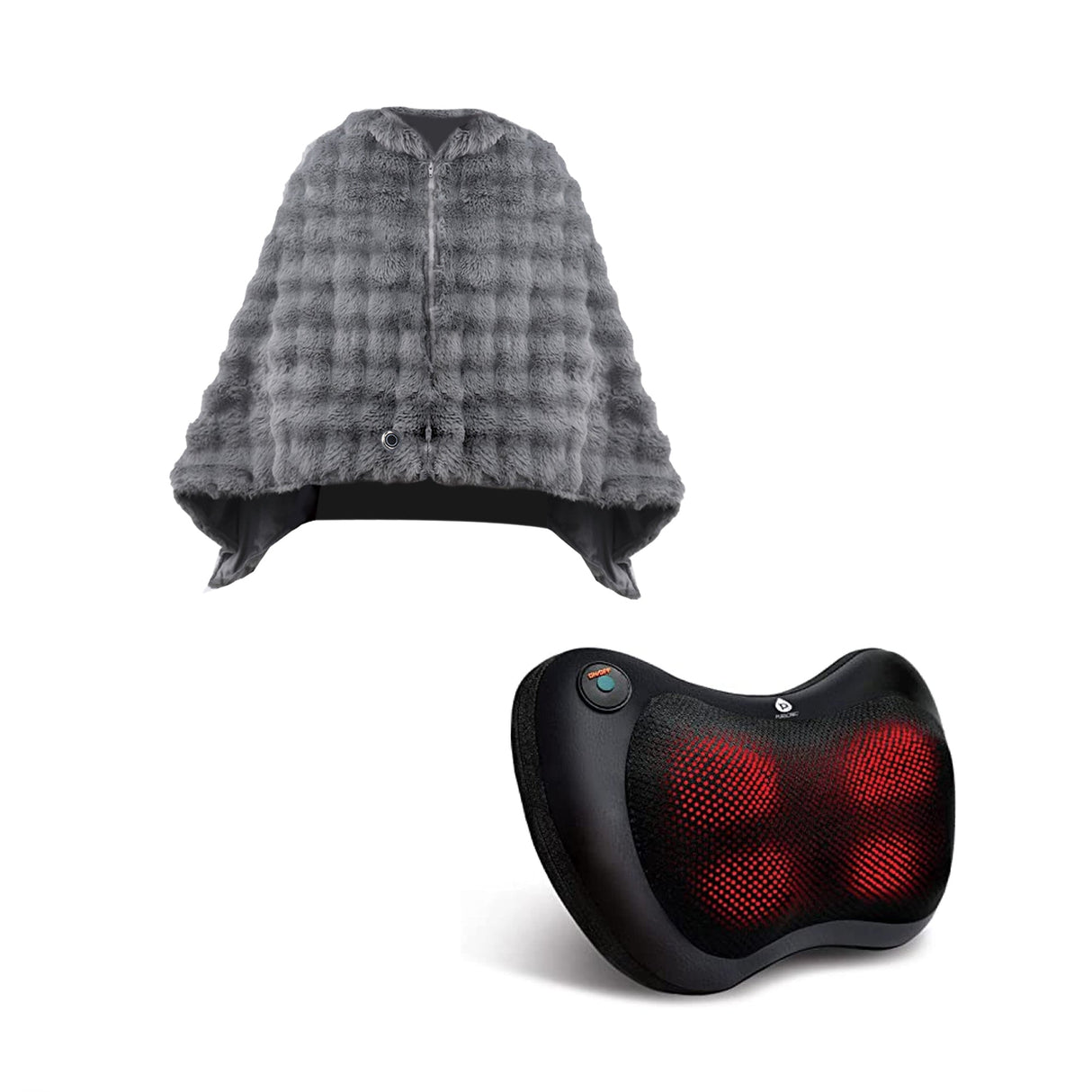Ultimate Comfort & Relaxation Bundle: Heated Plush Shawl + Shiatsu Neck & Back Massager by Pursonic