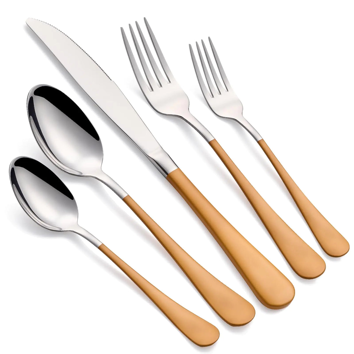 LKTDYMEG 20-Piece Orange Silverware Set 18/0 Stainless Steel Silverware Set Orange Handle Cutlery Set Service for 4 Dinner Knives Forks Spoons Set Flatware Set Finish Dishwasher Safe