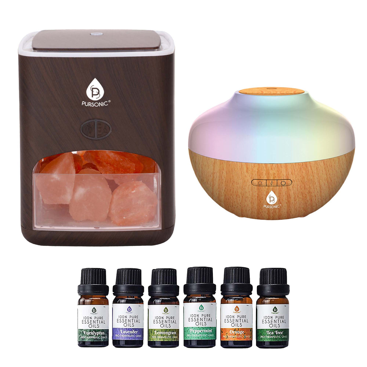 Pursonic Himalayan Salt Lamp & Aromatherapy Diffuser Wellness Set by Pursonic