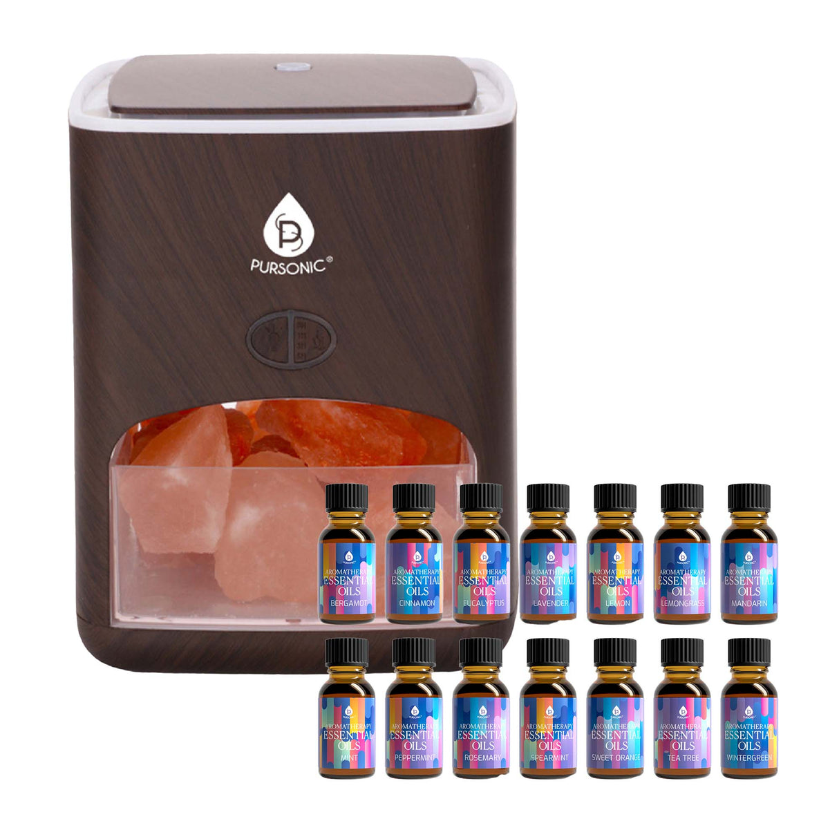 Himalayan Salt Diffuser & 14 Pack Essential Oils Set by Pursonic