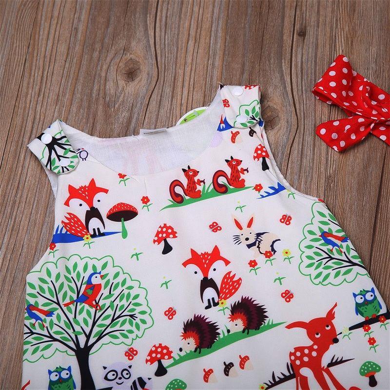 Summer Baby Girl Clothes Toddler Floral Headband Cartoon Dress Dot Shorts Outfits Clothes set 0-24M For Baby Girls With Bow