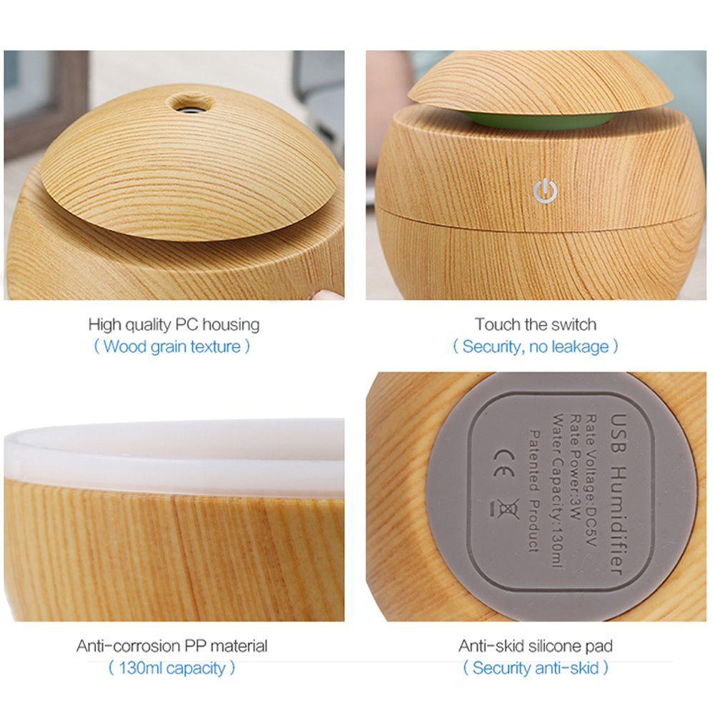USB Aroma Humidifier Essential Oil Diffuser Ultrasonic Cool Mist Air Purifier 7 Color Change LED Night Light