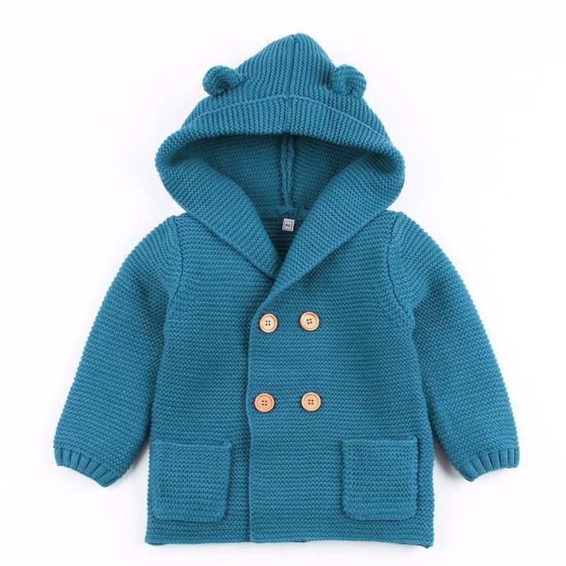 Winter Hooded Knitted Long Sleeve Sweaters For Newborn Babies