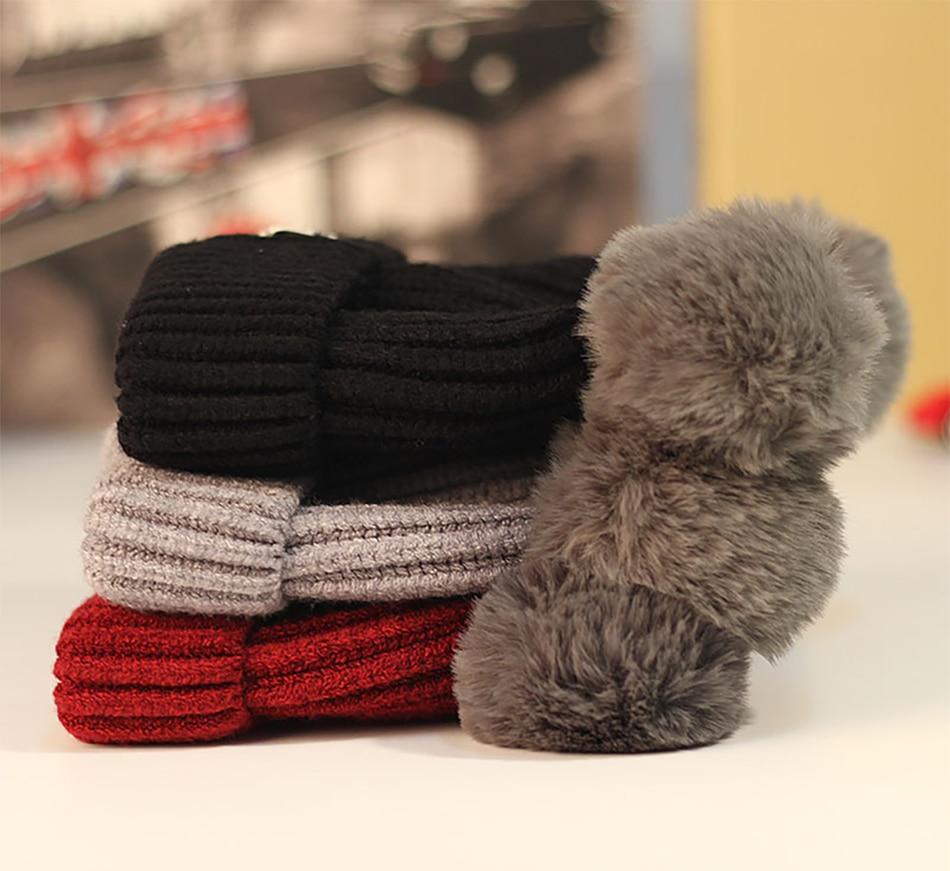 Modern Trend New Baby Beanies Hats Children Knitted Pompom Winter Autumn Cute Cap Warm Girl Hat With Two Balls