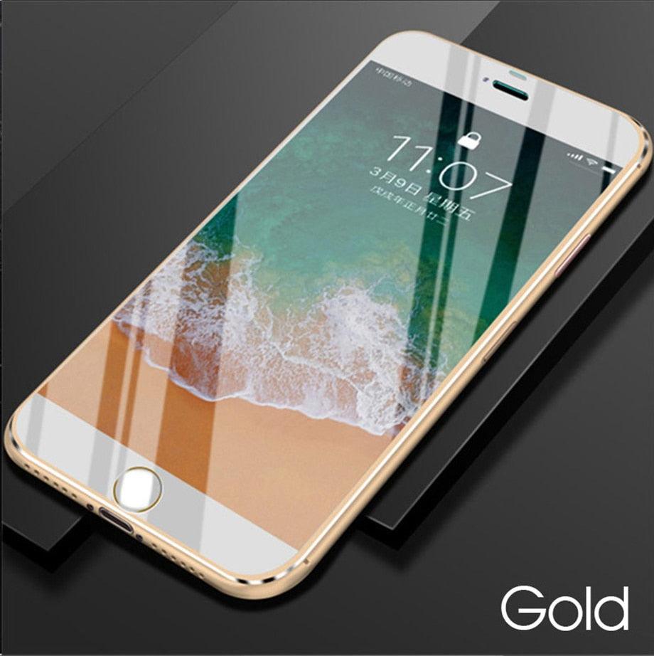 10D Curved Edge Aluminum Alloy Tempered Glass for iPhone X XS MAX 11 12 Pro Max mini 6 6S 7 8 Plus Full Cover Screen Protector Titanium Alloy Metal Edge Full Coverage Front Tempered Glass Screen Protector for iPhone