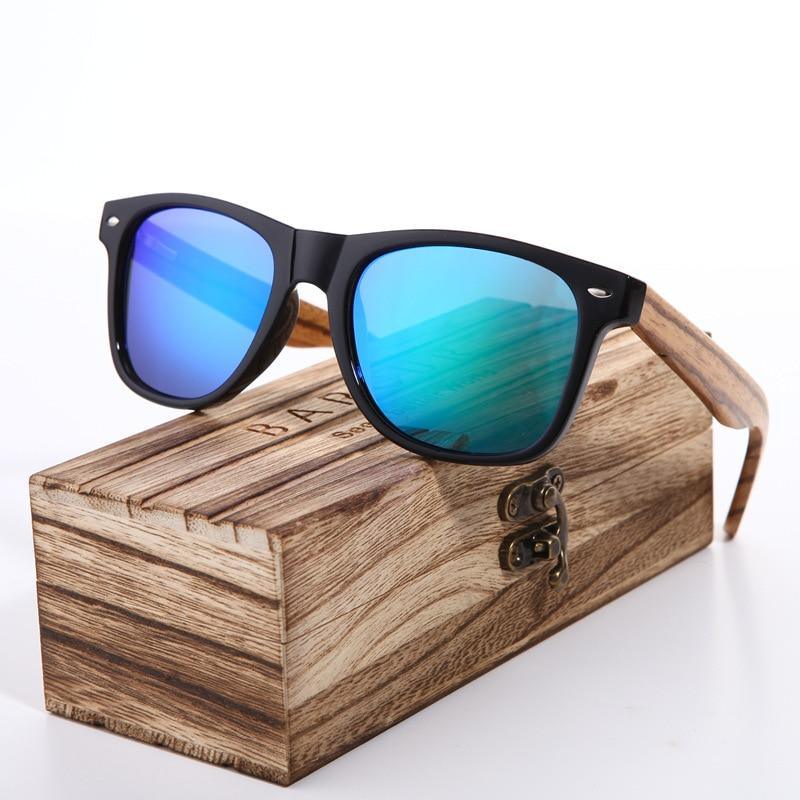 Luxury Handmade Polarized Handmade Bamboo Wood Universal Sunglasses In Zebra Wood Style Vintage Wooden Frame Male Driving Sun Glasses Shades Gafas With Box and UV400Protection