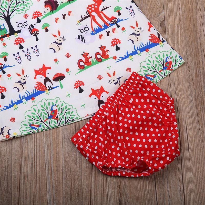 Summer Baby Girl Clothes Toddler Floral Headband Cartoon Dress Dot Shorts Outfits Clothes set 0-24M For Baby Girls With Bow