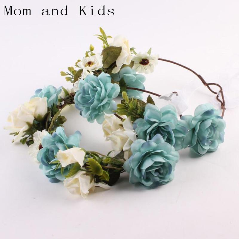 Modern Flower Headband Newborn Matching Flower Crown for Mother Kids Hair Band Accessories