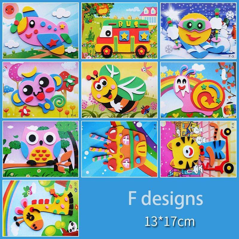 10 designs/lot Cartoon 3D EVA Foam Sticker Puzzle Series Kids Multi-patterns Styles Toys for Children Birthday Gift