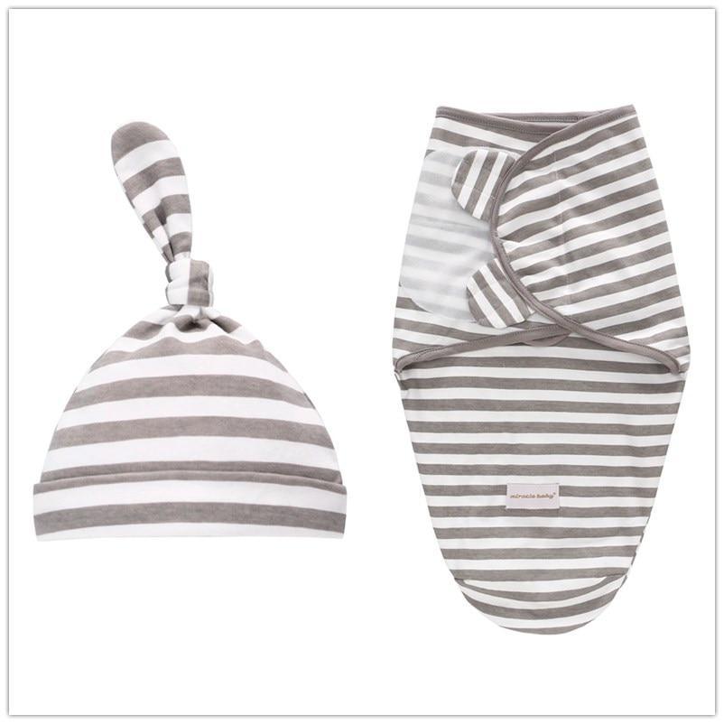 Baby Swaddle Blanket With Cap For Newborn Wrap Cotton Swaddling Bag Baby Envelope Sleep sack Blanket .