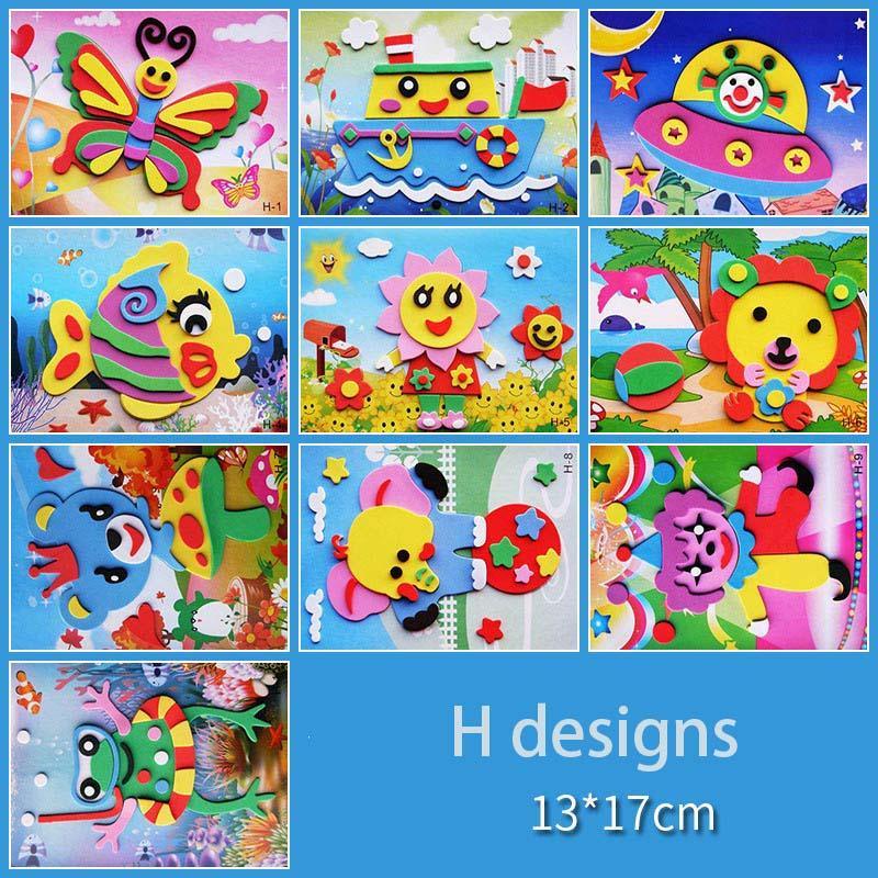 10 designs/lot Cartoon 3D EVA Foam Sticker Puzzle Series Kids Multi-patterns Styles Toys for Children Birthday Gift