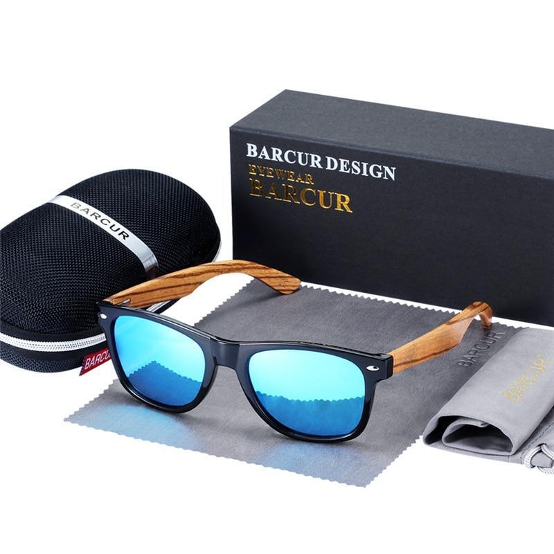 Luxury Handmade Polarized Handmade Bamboo Wood Universal Sunglasses In Zebra Wood Style Vintage Wooden Frame Male Driving Sun Glasses Shades Gafas With Box and UV400Protection