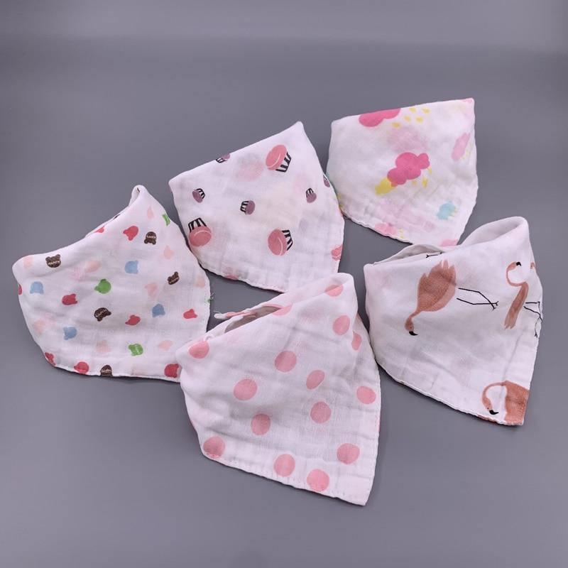 Modern 5PCS/Pack Cotton Baby Bibs 4 Lyers Girls Boys Triangle Feeding Burp Cloth Collar Scarf For Feeding