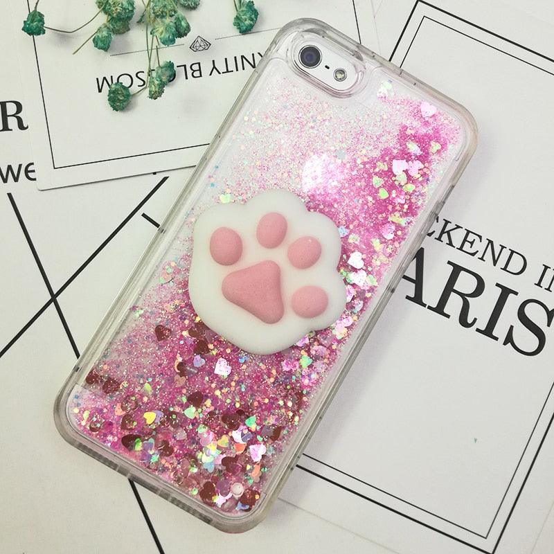 3D Cat Case For Iphone 5s Se 7 7 Plus Case Liquid Quicksand Glitter Silicone Case For Iphone 8 8 Plus X 6 6s Cover Rubber Silicone Phone Case