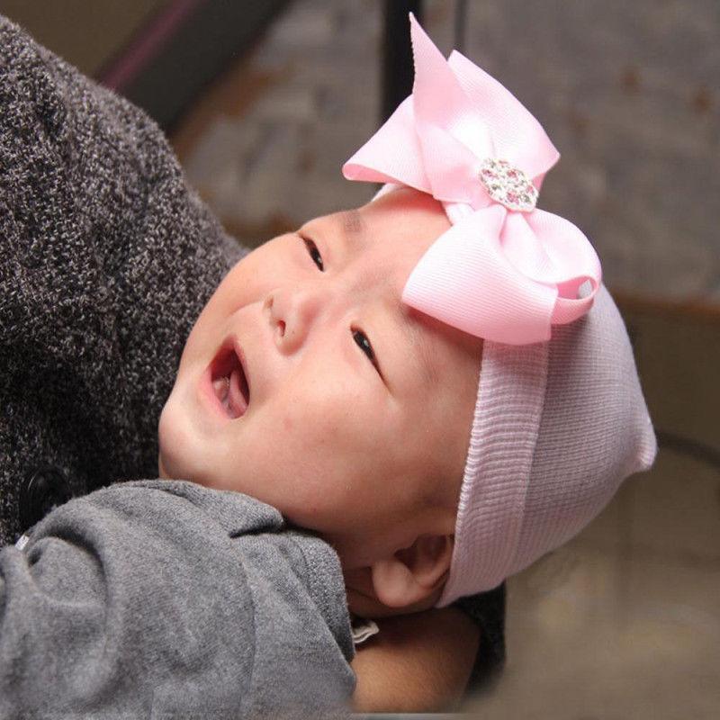 Cute Newest Newborn Baby Girl Comfy Bowknot Cap Elegant Beanie Design Fashionable Babies Hat