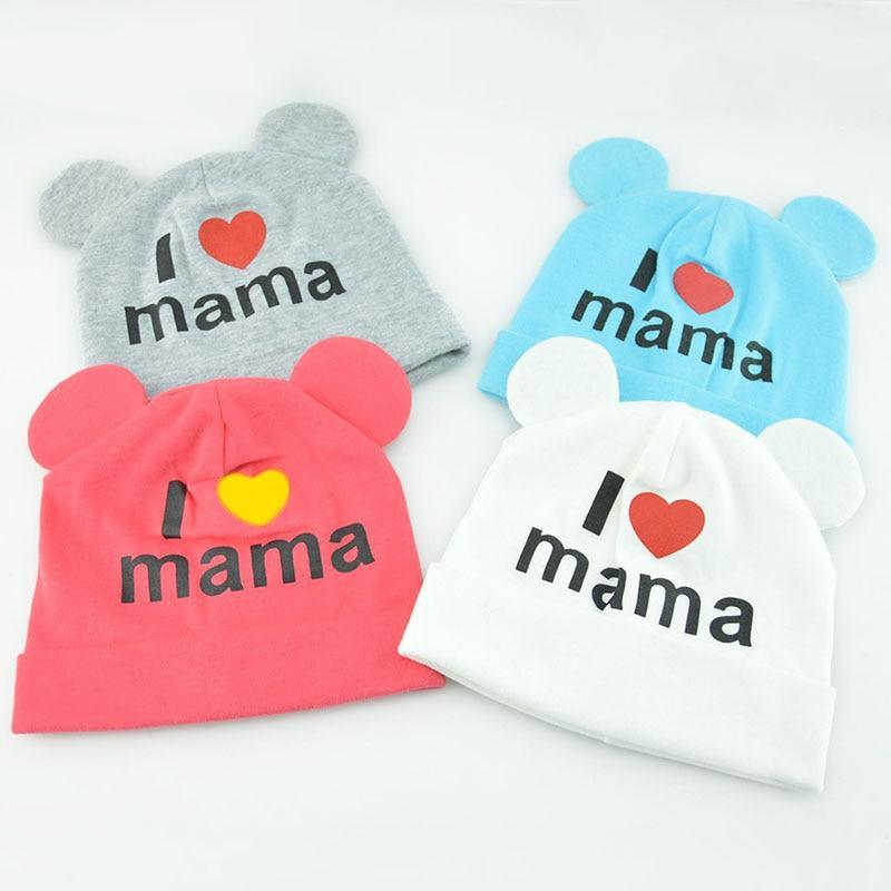 Trend New Baby Hats For Girls Cap Cute Ear Newborn Boys Girls Knitted Print Caps Beanies For Baby