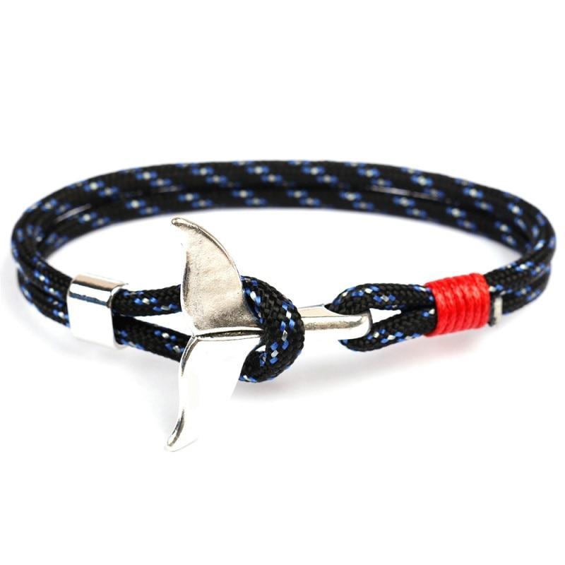 Fashion Whale Tail Bracelets For Men And Women Charm Survival Rope Chain Bracelet Male Wrap Metal Hooks