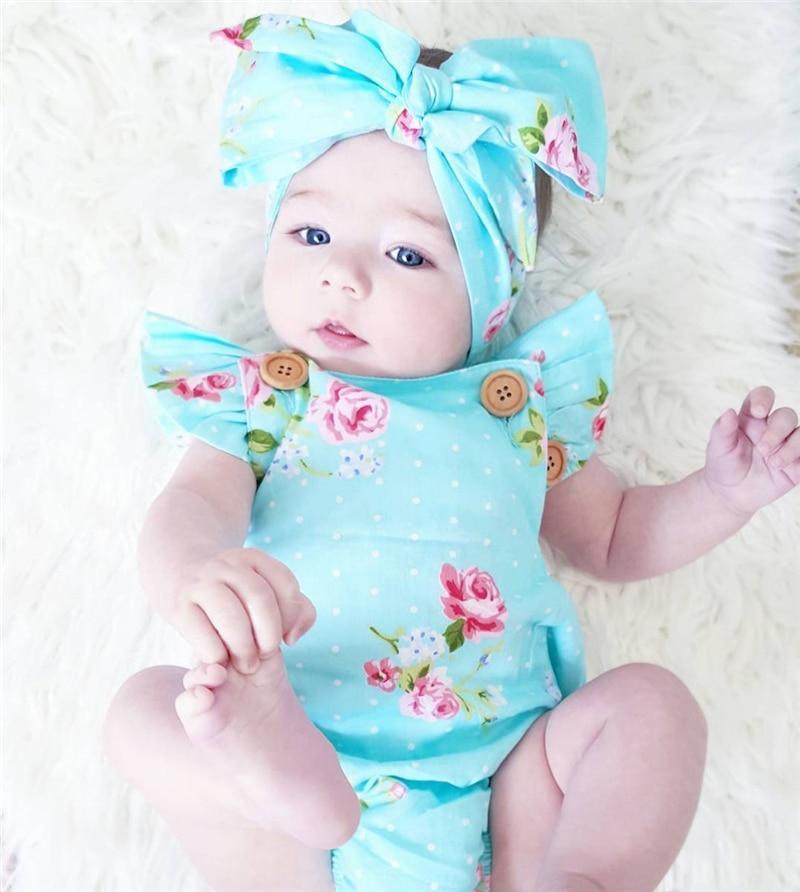 2pcs/Set Newborn Baby Sleeveless Cotton Baby Rompers With Headband for Girl/Boy Clothes Casual Design With Bow