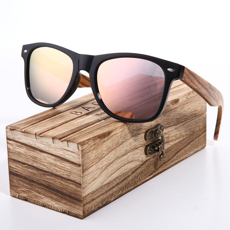 Luxury Handmade Polarized Handmade Bamboo Wood Universal Sunglasses In Zebra Wood Style Vintage Wooden Frame Male Driving Sun Glasses Shades Gafas With Box and UV400Protection