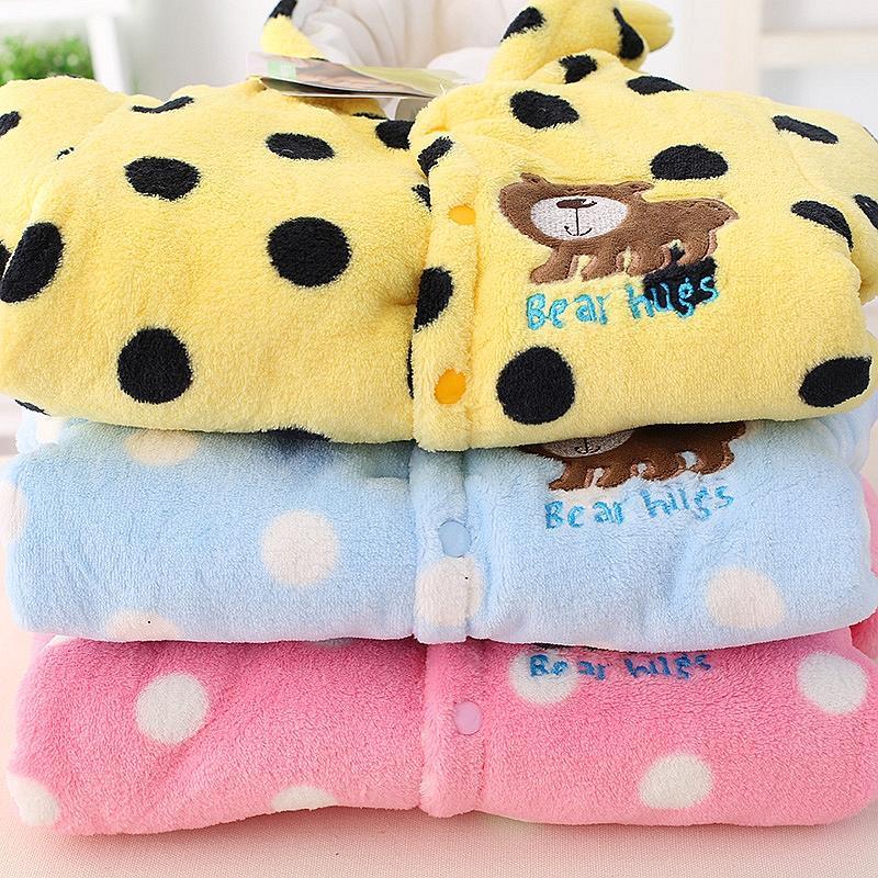 Modern Winter Baby Bear Animal Costume Hooded Romper Warm Flannel Plush Jumpsuit For Girls and Boys