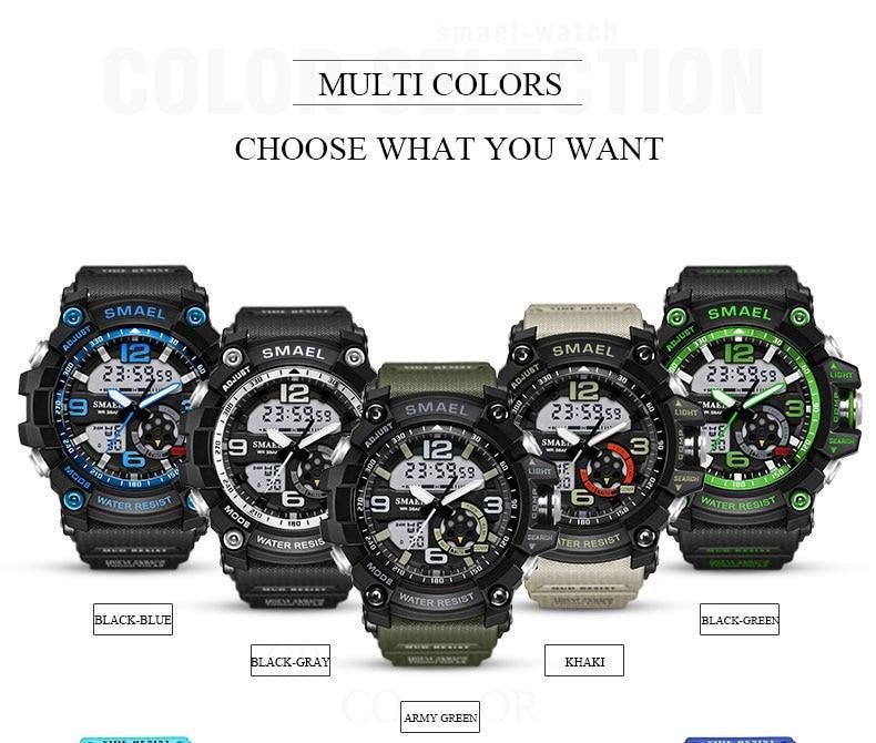 NEW Sport Analog-Digital Watch For Men and Woman Waterresistant 50M Professional Waterproof Quartz Large Dial Military Wristwatches With Night Mode