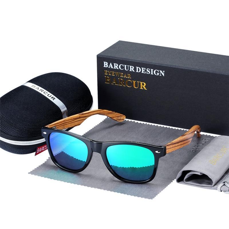 Luxury Handmade Polarized Handmade Bamboo Wood Universal Sunglasses In Zebra Wood Style Vintage Wooden Frame Male Driving Sun Glasses Shades Gafas With Box and UV400Protection