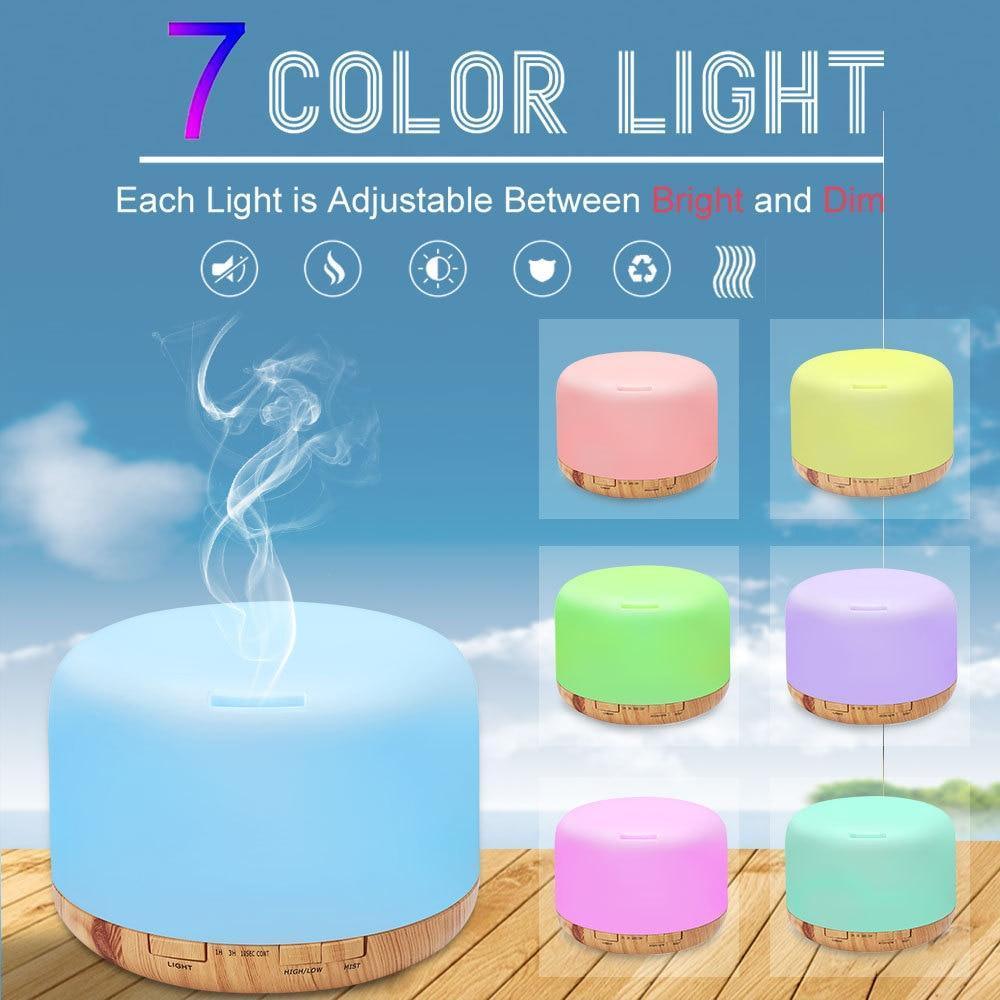 Air Humidifier Essential oil diffuser 300ML 500ML Ultrasonic Cool Mist Maker Fogger Humidifier LED Lamp Aroma Diffuser Electric Aromatherapy Diffuser umidifier Aroma Essential Oil Diffuser with 4 Timers 2 Misting Modes Waterless Auto Off