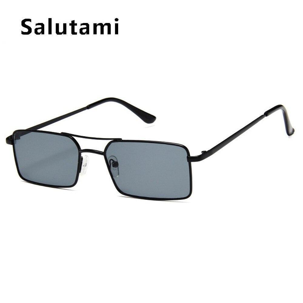 Luxury Famous Retro Modern Square Unisex Men and Women‘s Sunglasses With Alloy Metal Small Frame With Clear Double Bridge Men's Sunglasses