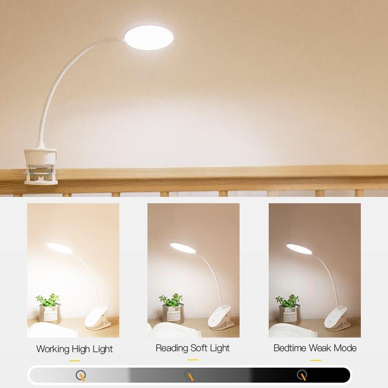 STEVVEX Clip Wireless Table Lamp For Study With 3 Modes Touch Rechargeable LED Reading Desk Lamp USB Table Light Flexo Lamps Table Reading Lamp with Clip for Desk and Bed