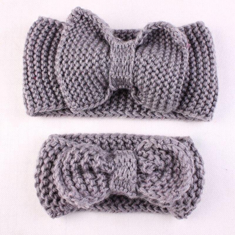 Handamde Mom and Daughter Elasticity Headband Solid Knitted Bowknot Hairband Hair Accessories For Mom and Baby