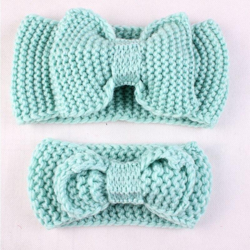 Handamde Mom and Daughter Elasticity Headband Solid Knitted Bowknot Hairband Hair Accessories For Mom and Baby