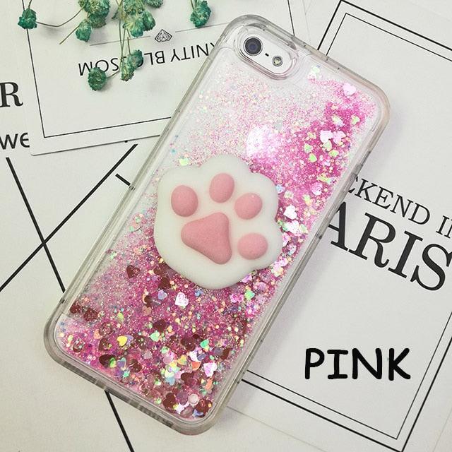 3D Cat Case For Iphone 5s Se 7 7 Plus Case Liquid Quicksand Glitter Silicone Case For Iphone 8 8 Plus X 6 6s Cover Rubber Silicone Phone Case